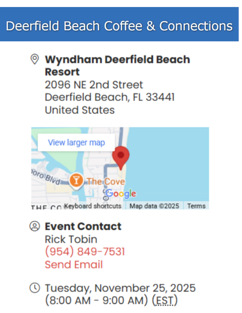 Deerfield Beach Coffee and Connection - Greater Fort Lauderdale Chamber of Commerce and Deerfield Beach Council